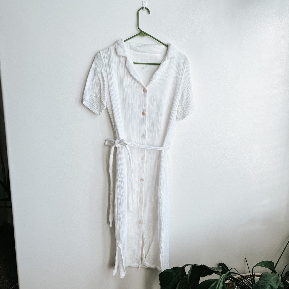 White buttoned dress